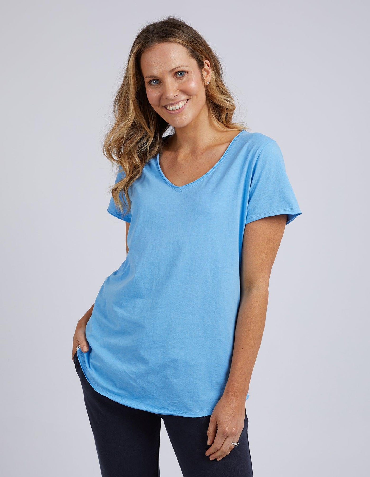 Fundamental Vee Tee - Azure-Elm Lifestyle-Lima & Co