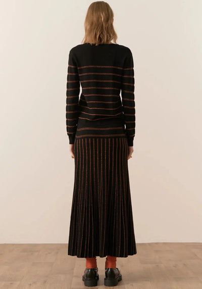 Gizelle Lurex Stripe Knit - Black/Copper-POL Clothing-Lima & Co