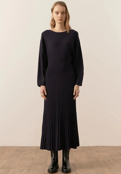 Gizelle Pleated Maxi Dress - Ink-POL Clothing-Lima & Co