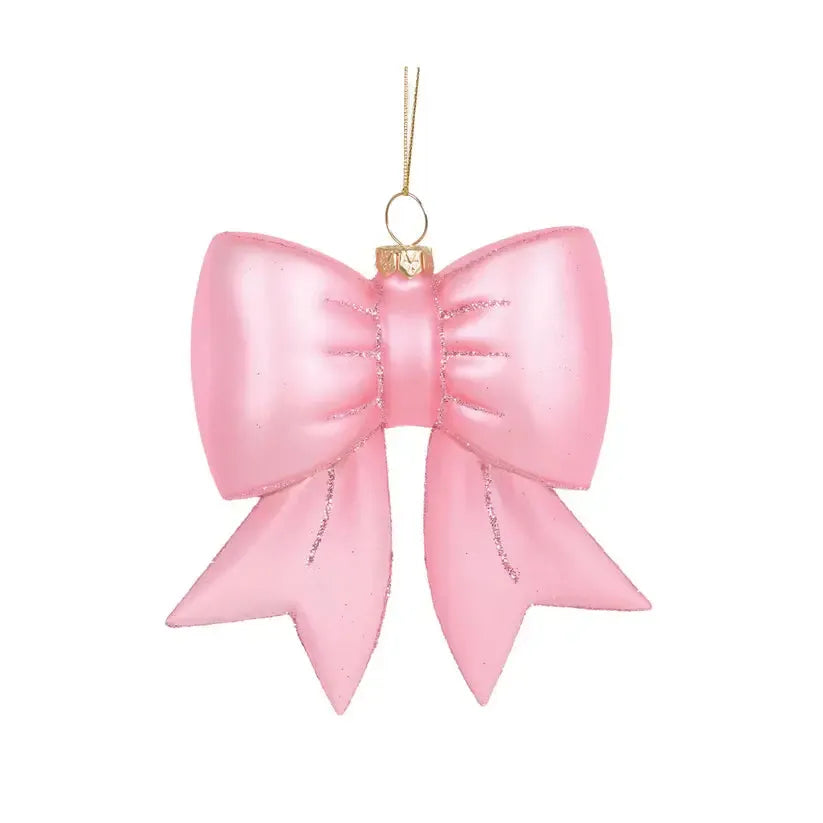 Glass Pink Bow Hanging-Holly and Ivy-Lima & Co