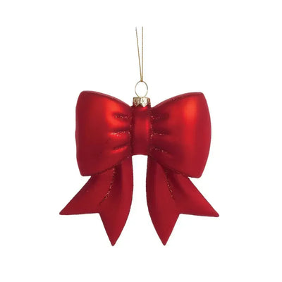 Glass Red Bow Hanging-Holly and Ivy-Lima & Co