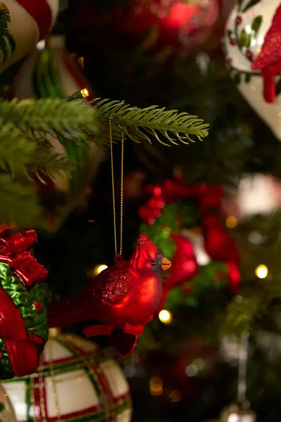 Glass Red Cardinal Hanging-Holly and Ivy-Lima & Co