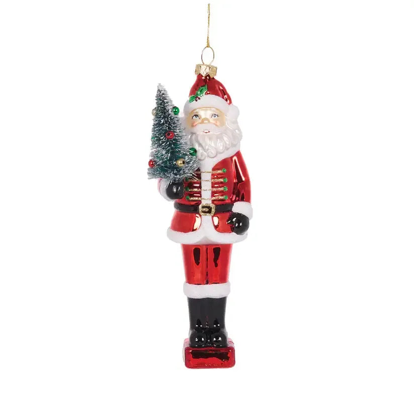Glass Santa With Tree Hanging-Holly and Ivy-Lima & Co