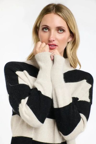 Gracie Angora Stripe Knit - Black/Natural-365 Days-Lima & Co