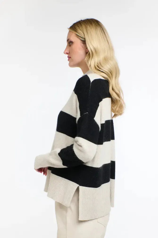 Gracie Angora Stripe Knit - Black/Natural-365 Days-Lima & Co