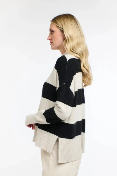 Gracie Angora Stripe Knit - Black/Natural-365 Days-Lima & Co
