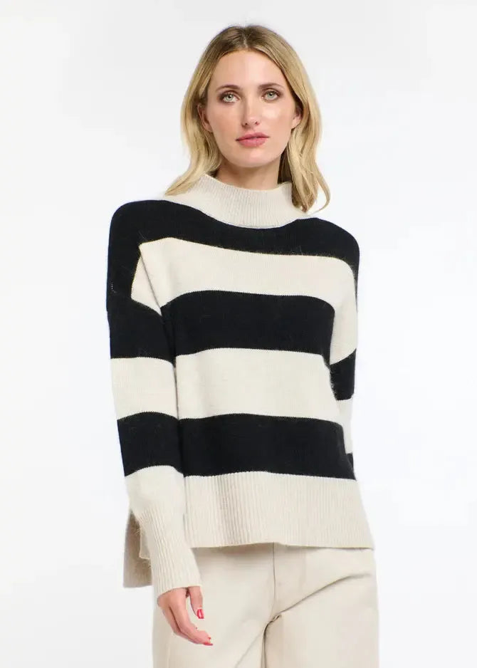 Gracie Angora Stripe Knit - Black/Natural-365 Days-Lima & Co