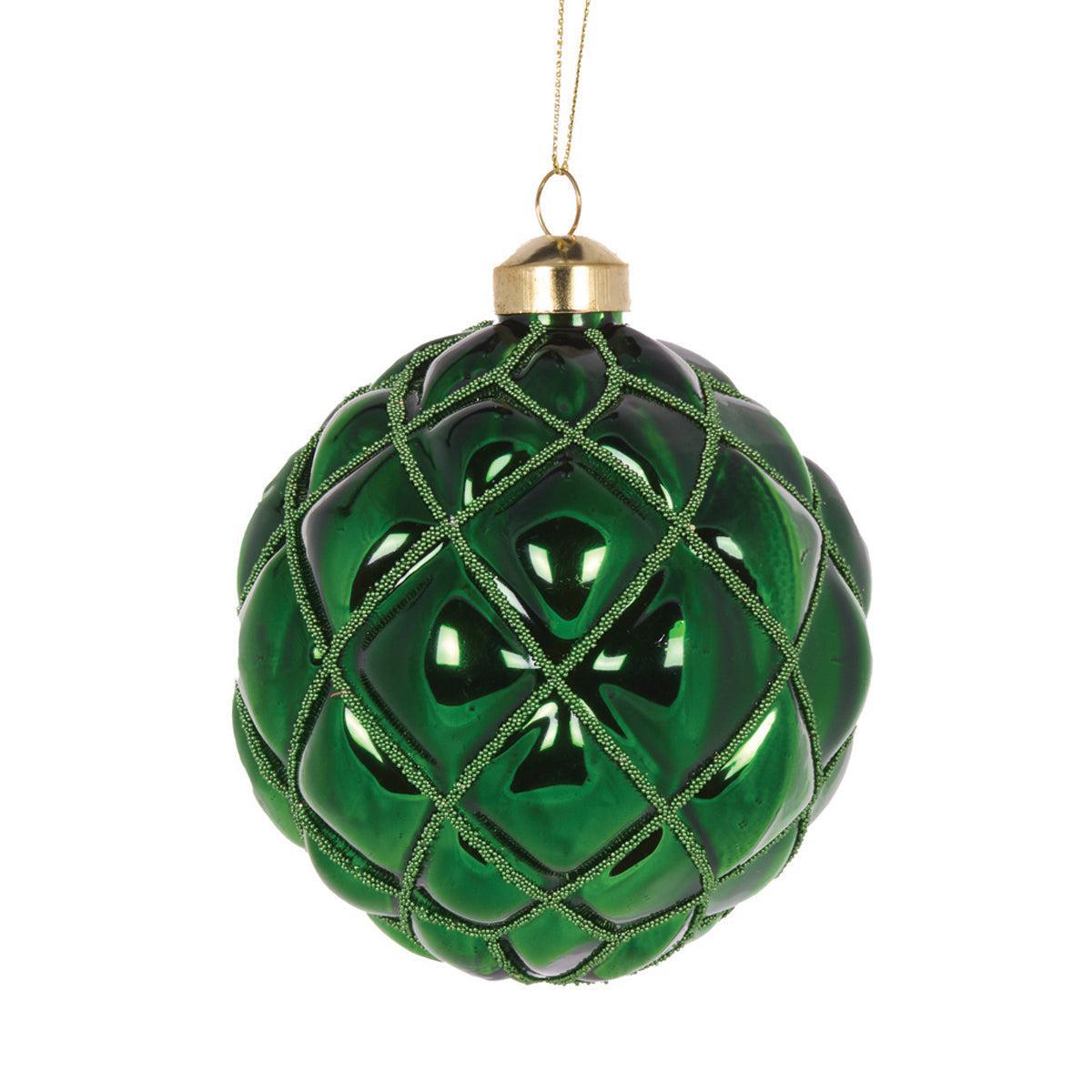 Green High Shine Quilt Bauble-Holly and Ivy-Lima & Co