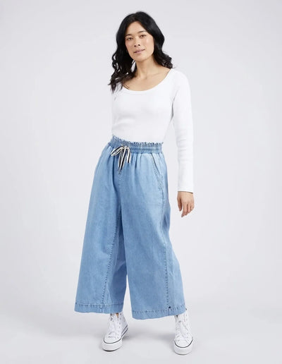 Greta Wide Leg Pant - Mid Blue Denim-Elm Lifestyle-Lima & Co