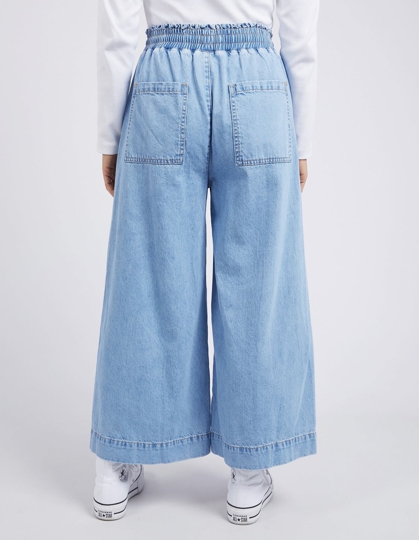 Greta Wide Leg Pant - Mid Blue Denim-Elm Lifestyle-Lima & Co