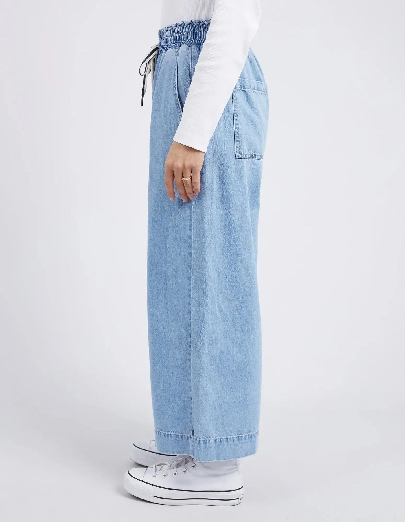 Greta Wide Leg Pant - Mid Blue Denim-Elm Lifestyle-Lima & Co