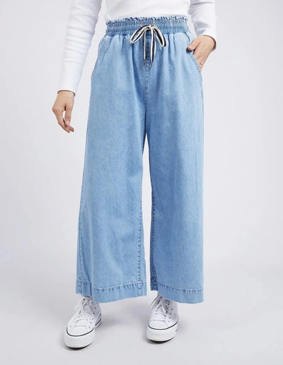 Greta Wide Leg Pant - Mid Blue Denim-Elm Lifestyle-Lima & Co