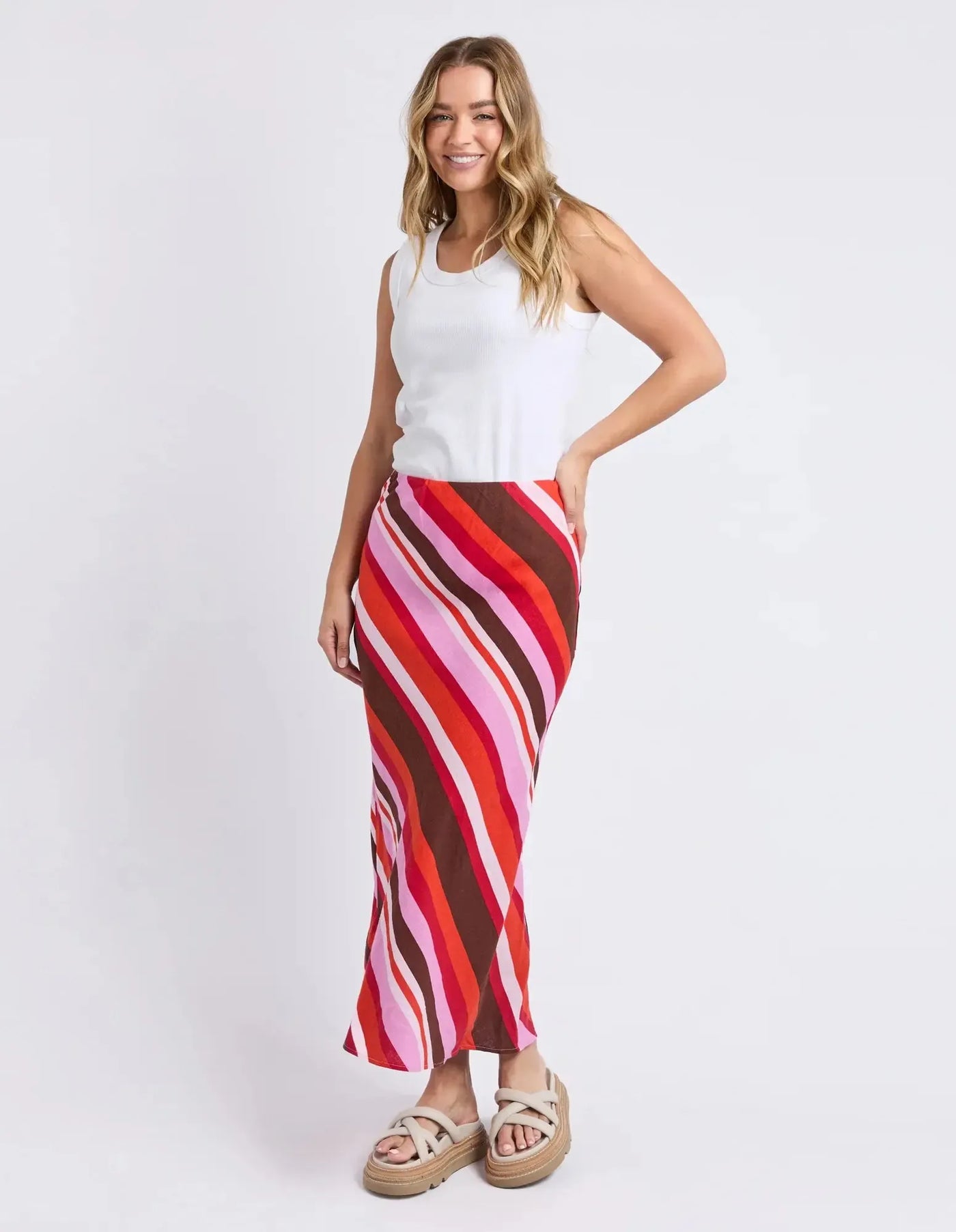 Guava Stripe Skirt-Foxwood-Lima & Co