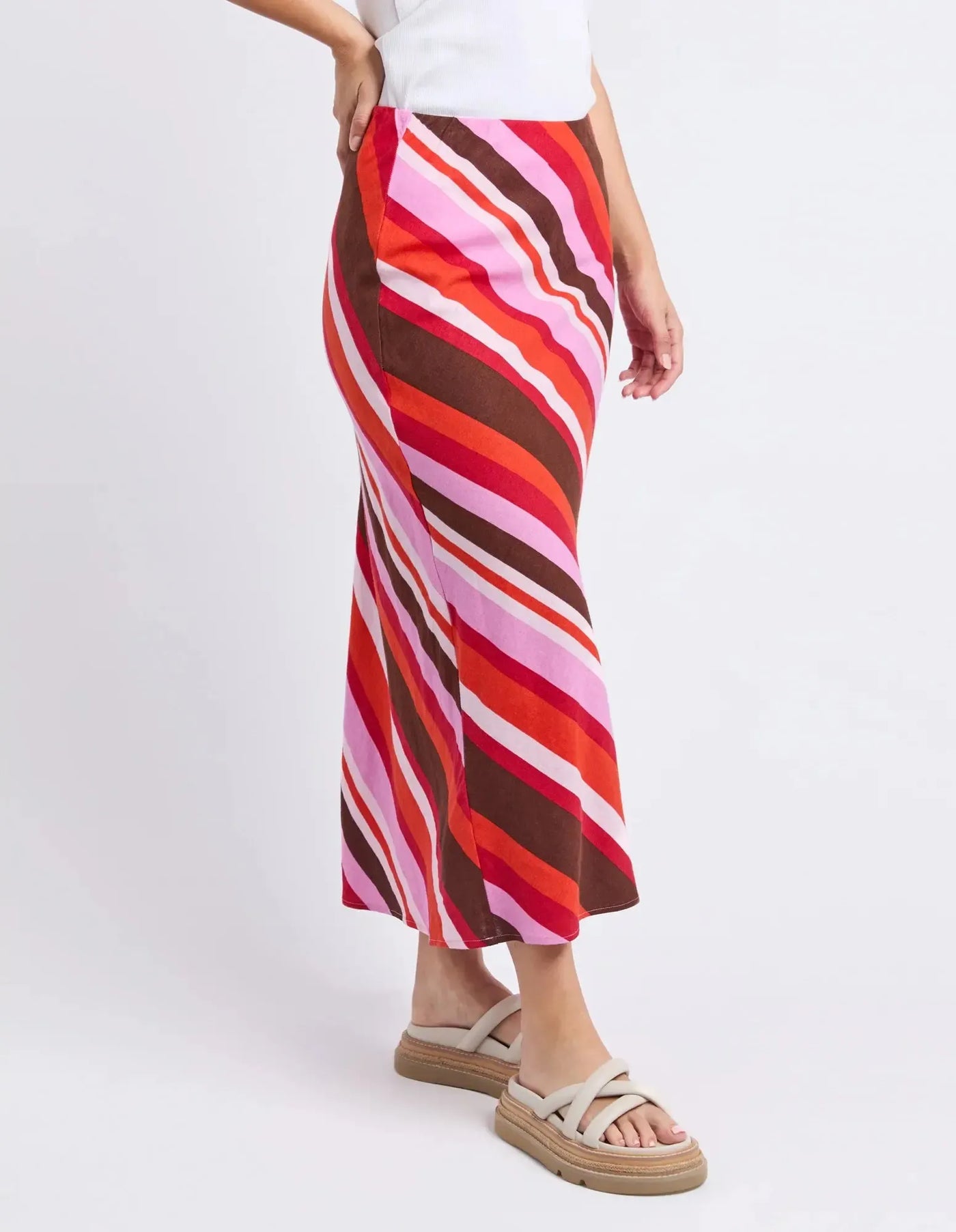 Guava Stripe Skirt-Foxwood-Lima & Co