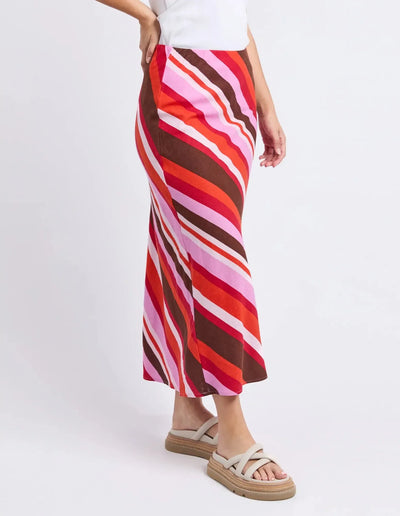 Guava Stripe Skirt-Foxwood-Lima & Co