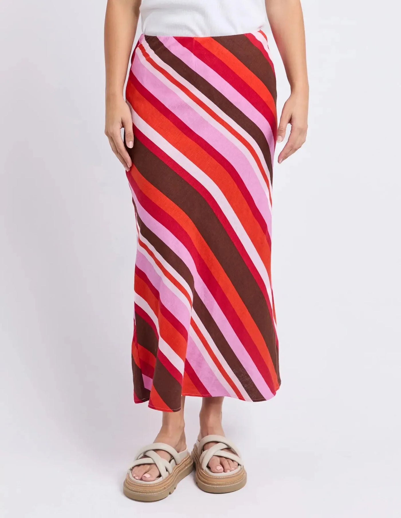 Guava Stripe Skirt-Foxwood-Lima & Co