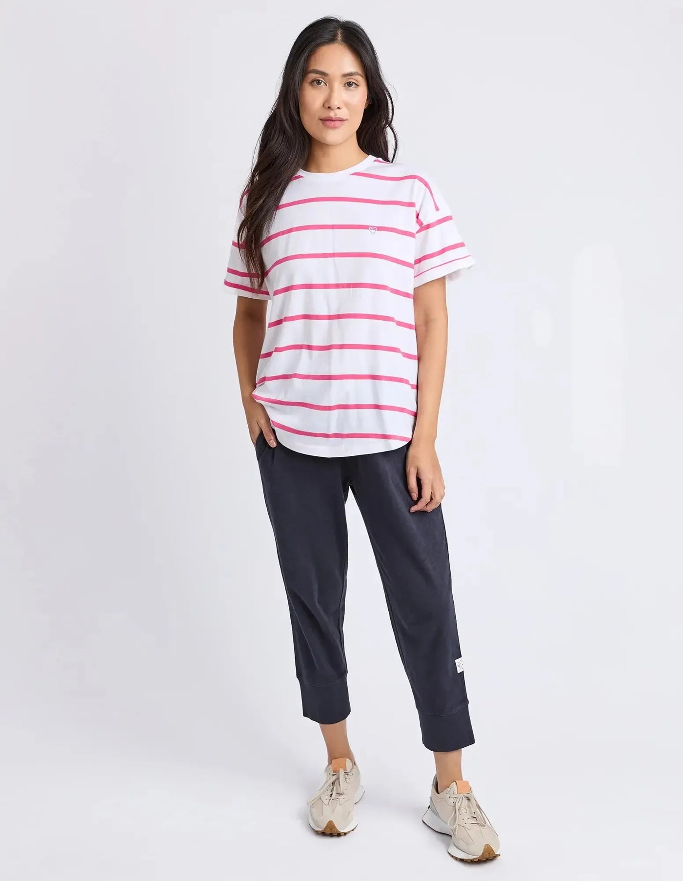 Halli S/S Tee - Pink Lady & Poppy Stripe-Elm Lifestyle-Lima & Co