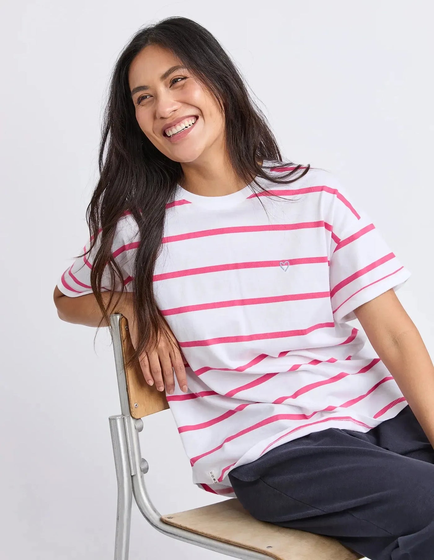 Halli S/S Tee - Pink Lady & Poppy Stripe-Elm Lifestyle-Lima & Co