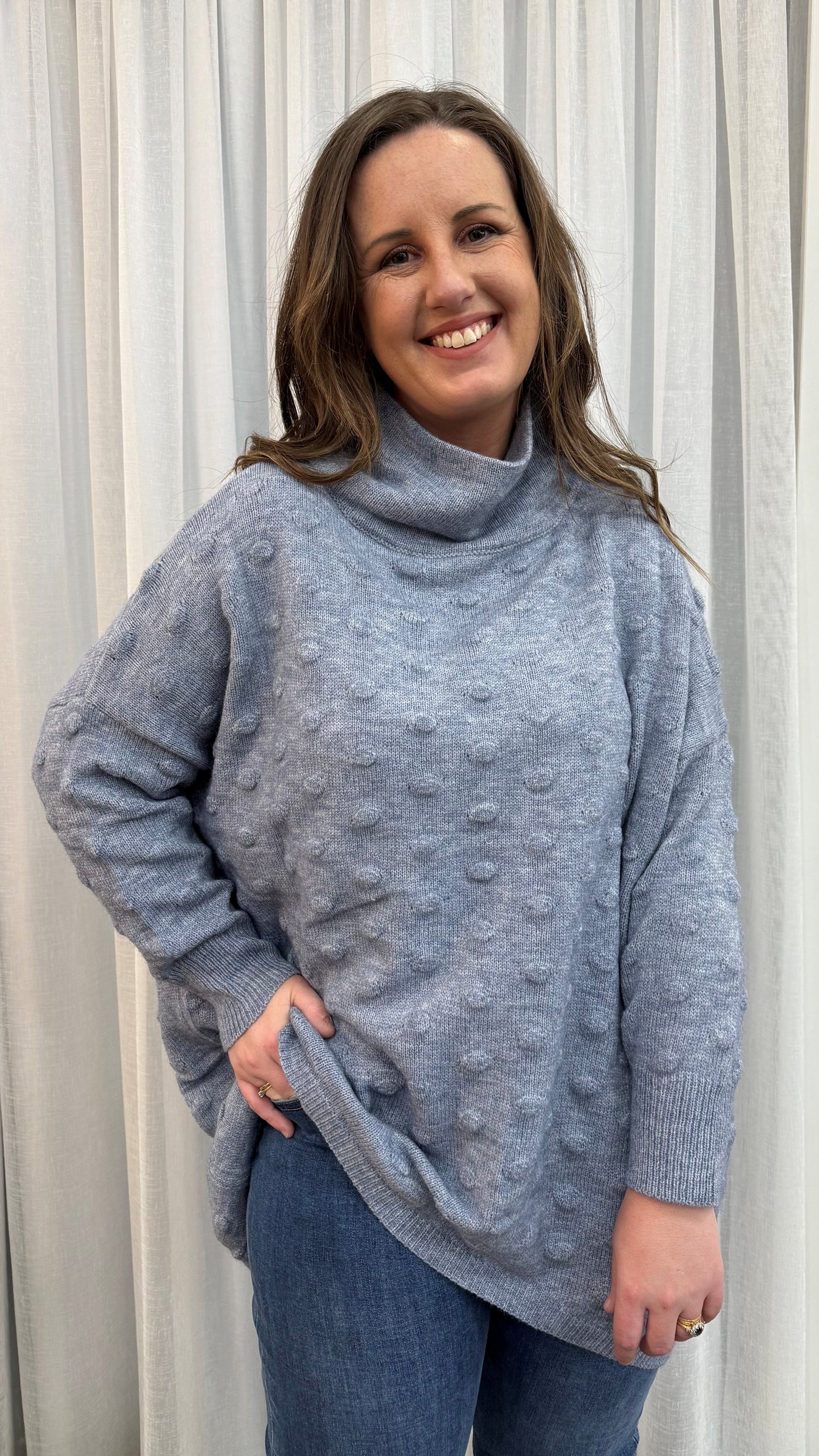 High Neck Knit - Blue-Lima and Co-Lima & Co