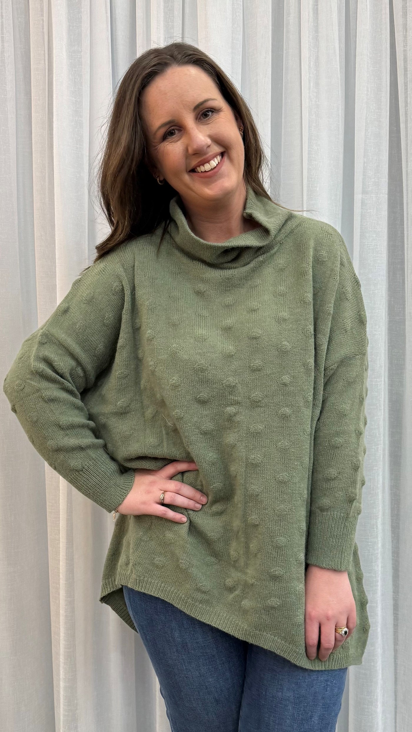 High Neck Knit - Khaki-Lima & Co-Lima & Co