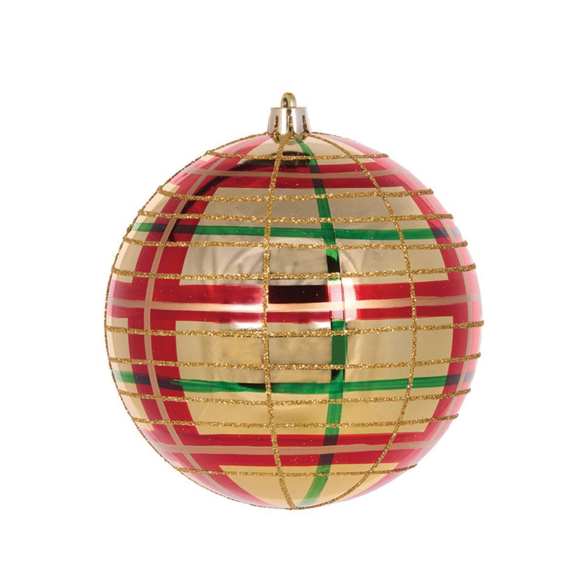 High Shine Gold Traditional Plaid Bauble-Holly and Ivy-Lima & Co
