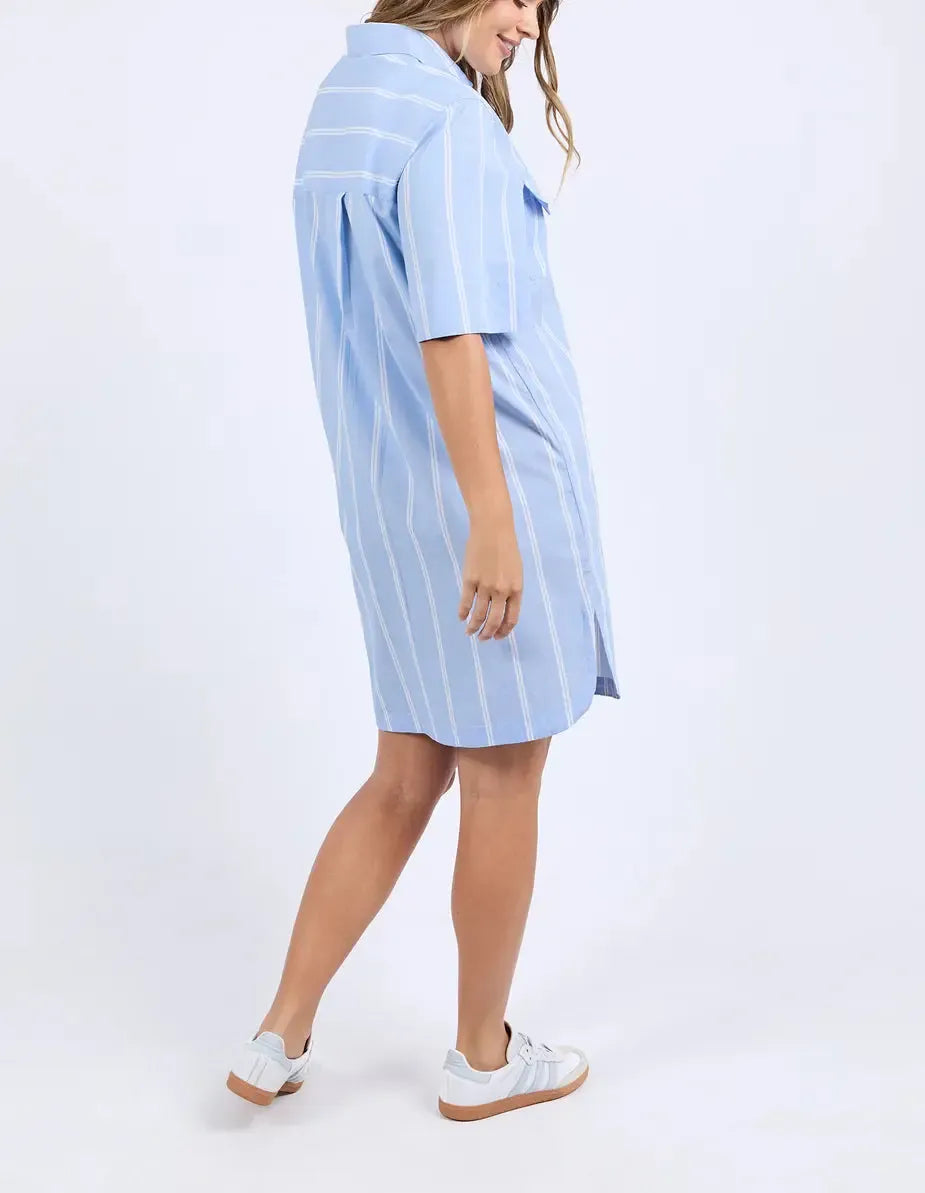 Holiday Shirt Dress - Blue & White Stripe-Foxwood-Lima & Co
