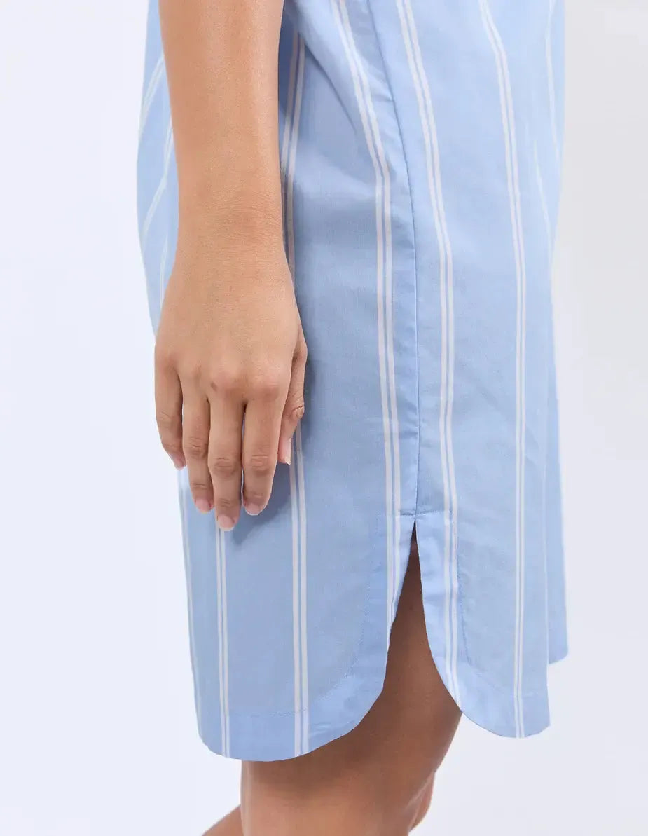 Holiday Shirt Dress - Blue & White Stripe-Foxwood-Lima & Co