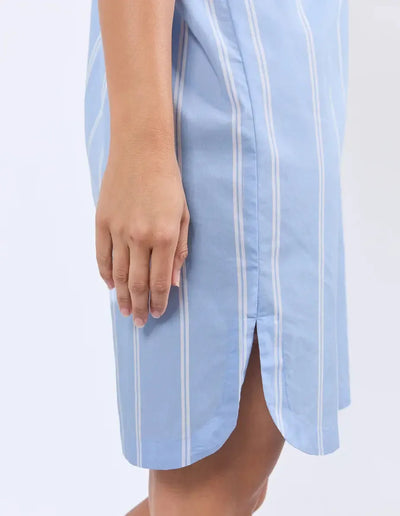 Holiday Shirt Dress - Blue & White Stripe-Foxwood-Lima & Co