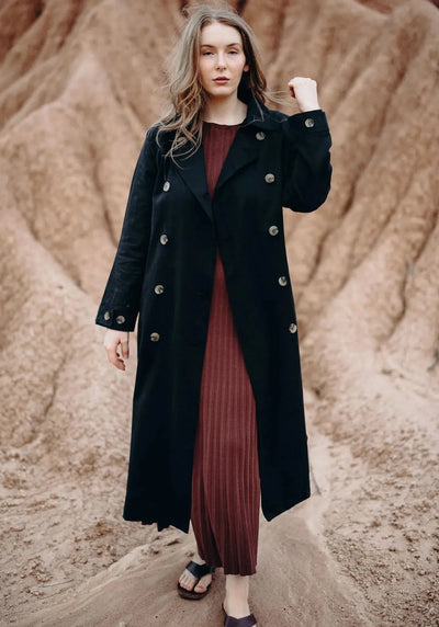 Holland Tencel Trench - Black-POL Clothing-Lima & Co