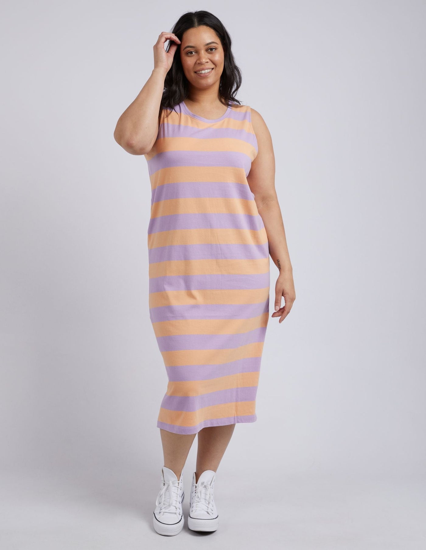 Horizon Tank Dress - Papaya & Periwinkle Stripe-Elm Lifestyle-Lima & Co