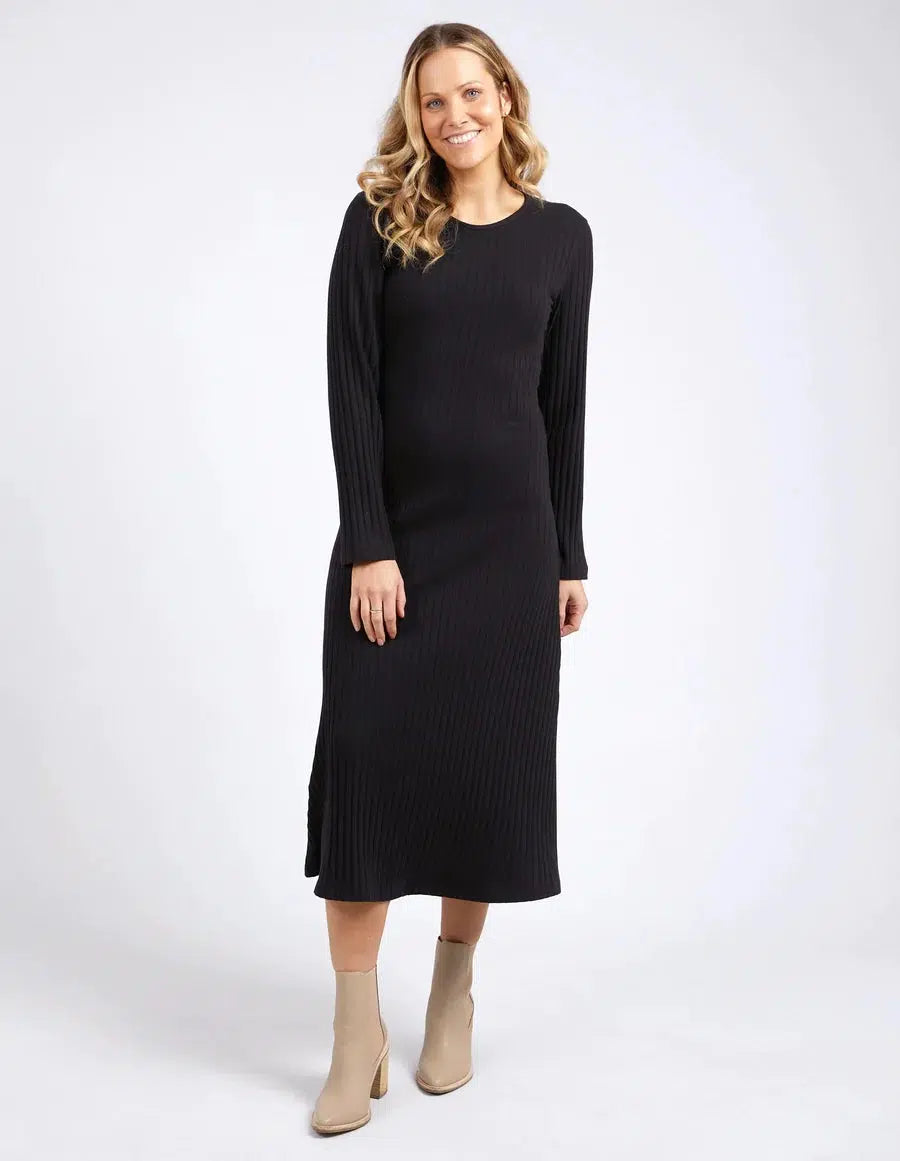 Huntleigh Rib Dress - Black-Foxwood-Lima & Co