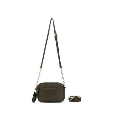 Indie Dark Olive Crossbody Bag-Black Caviar-Lima & Co