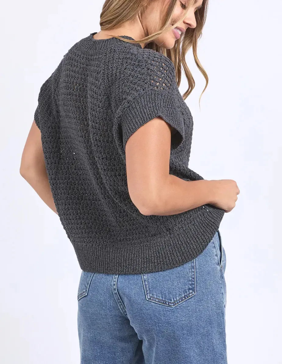 Isla Knit Vest - Charcoal-Foxwood-Lima & Co
