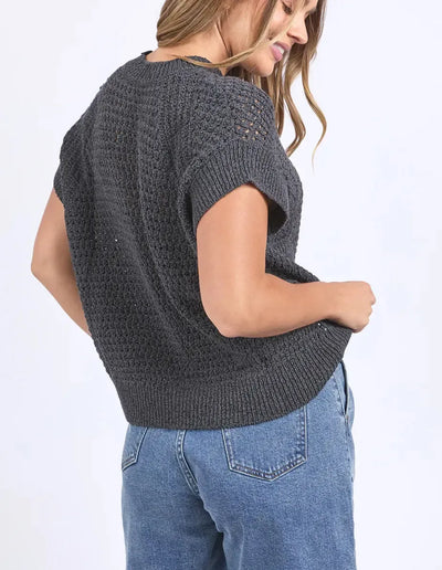 Isla Knit Vest - Charcoal-Foxwood-Lima & Co