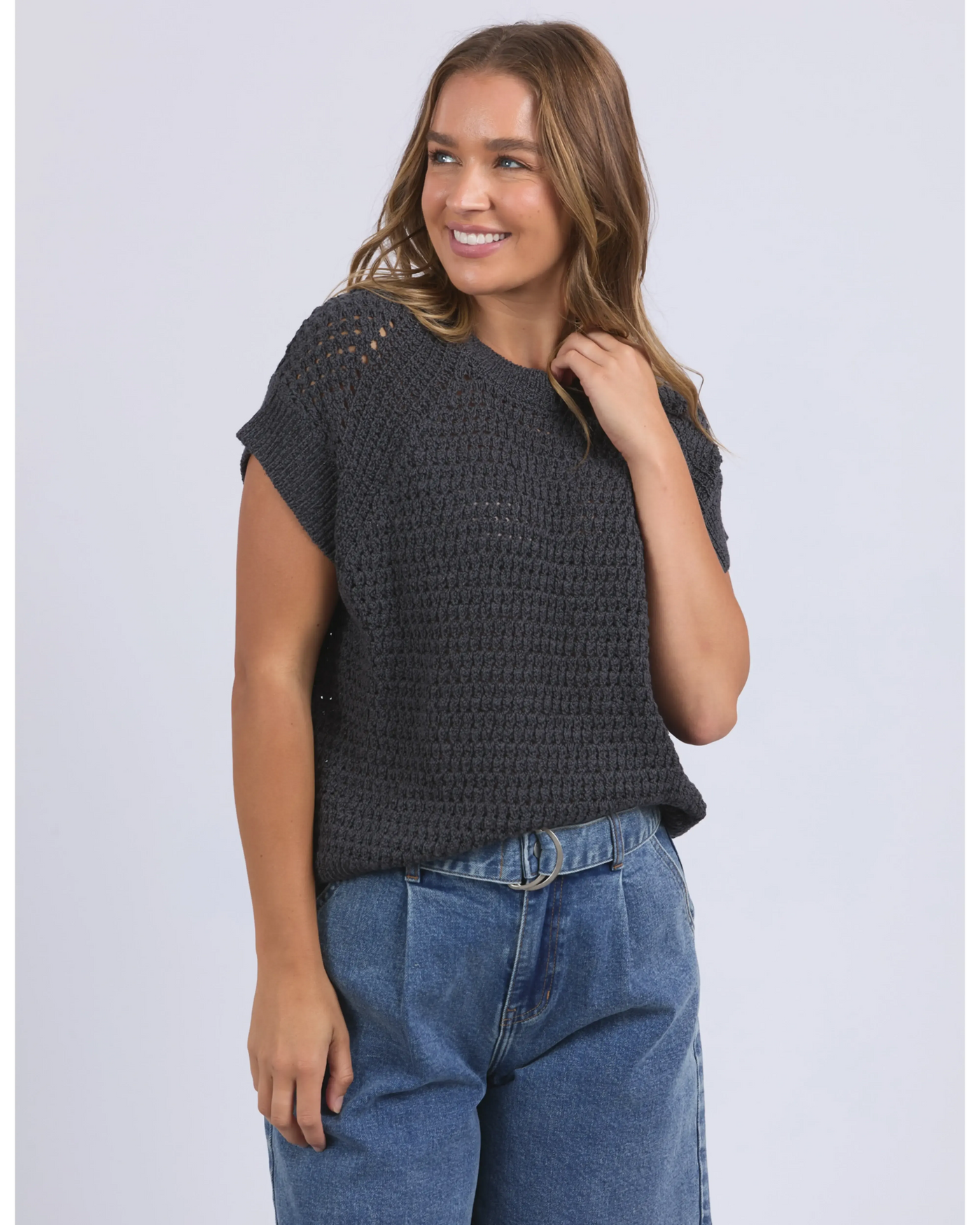 Isla Knit Vest - Charcoal-Foxwood-Lima & Co