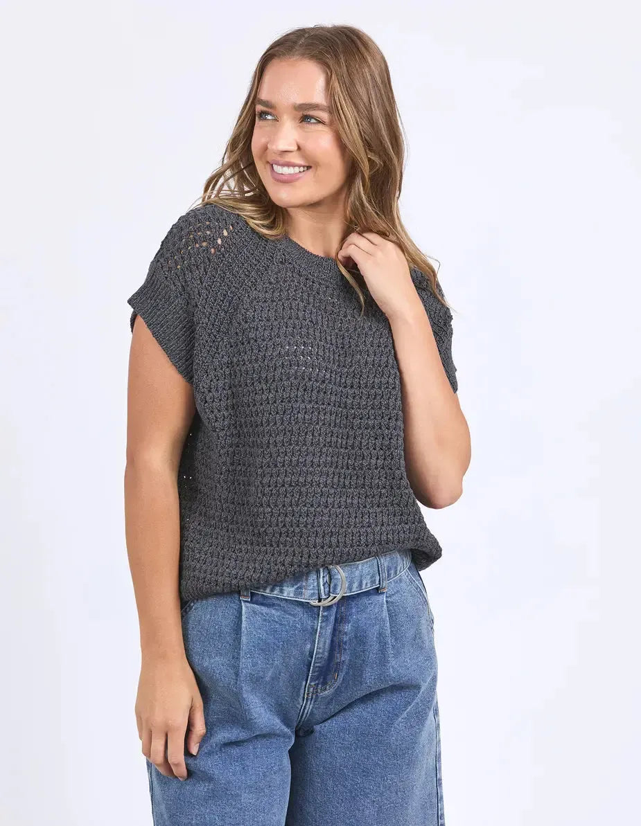Isla Knit Vest - Charcoal-Foxwood-Lima & Co