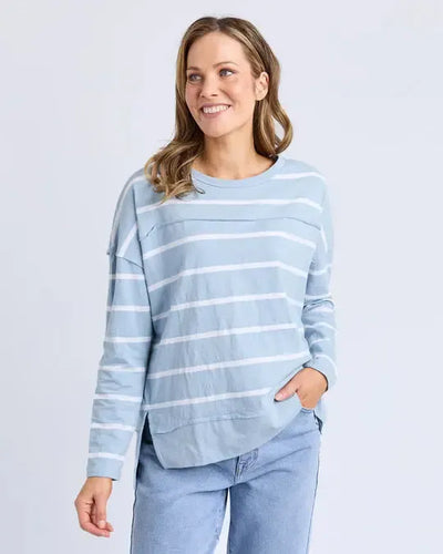 Jayne Stripe Throw On Top - Sky-Foxwood-Lima & Co
