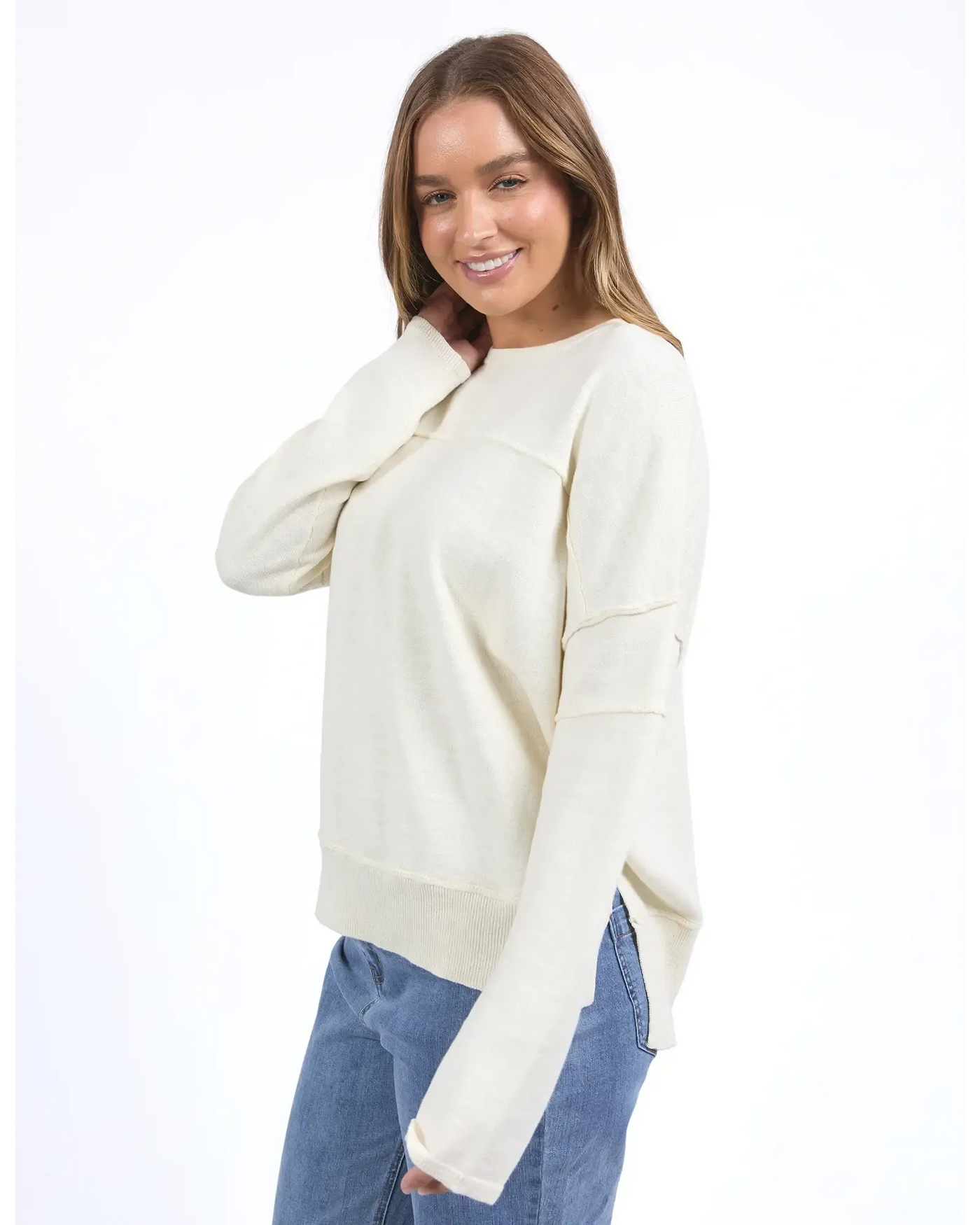 Jayne Throw On Knit - Vintage White-Foxwood-Lima & Co