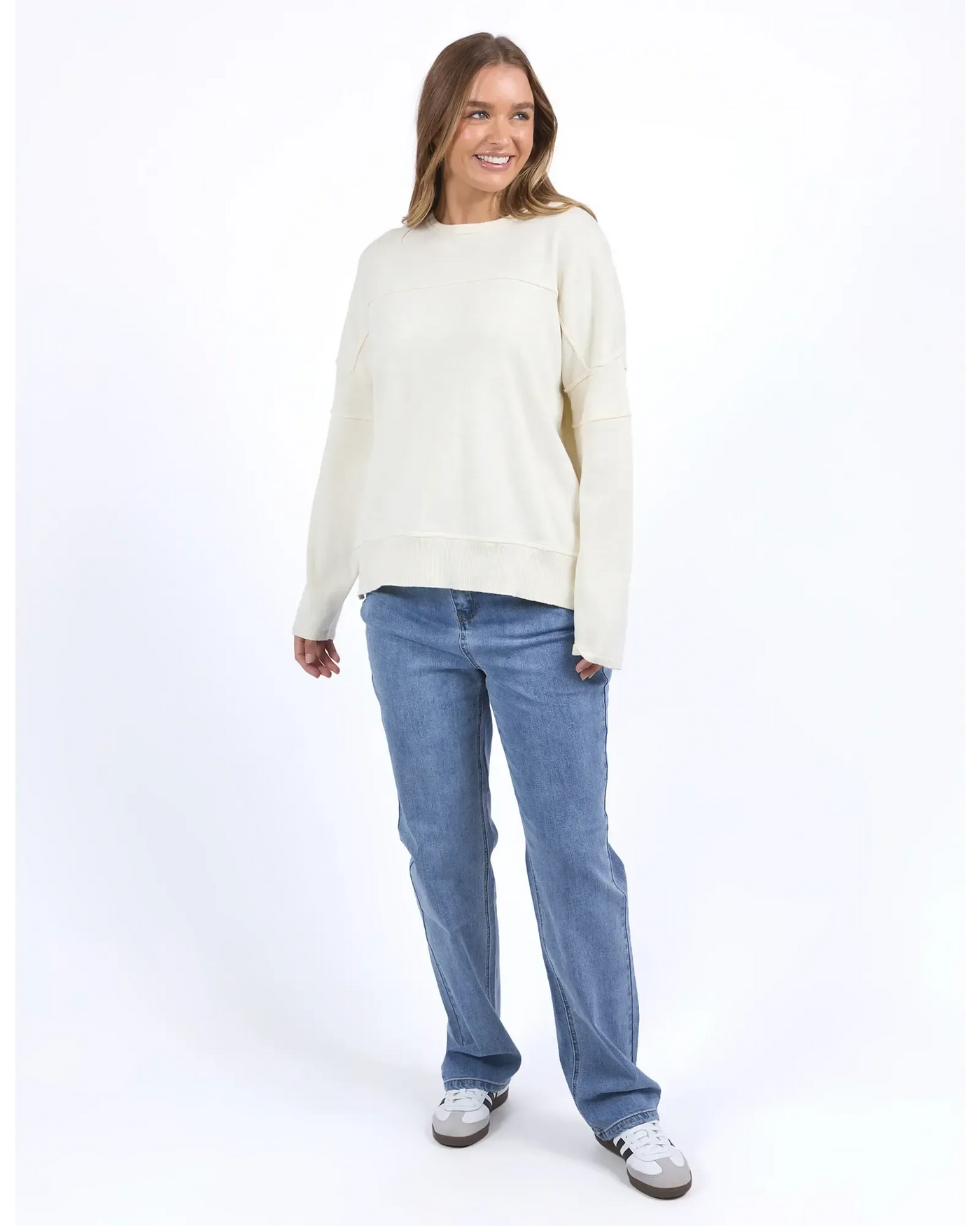 Jayne Throw On Knit - Vintage White-Foxwood-Lima & Co