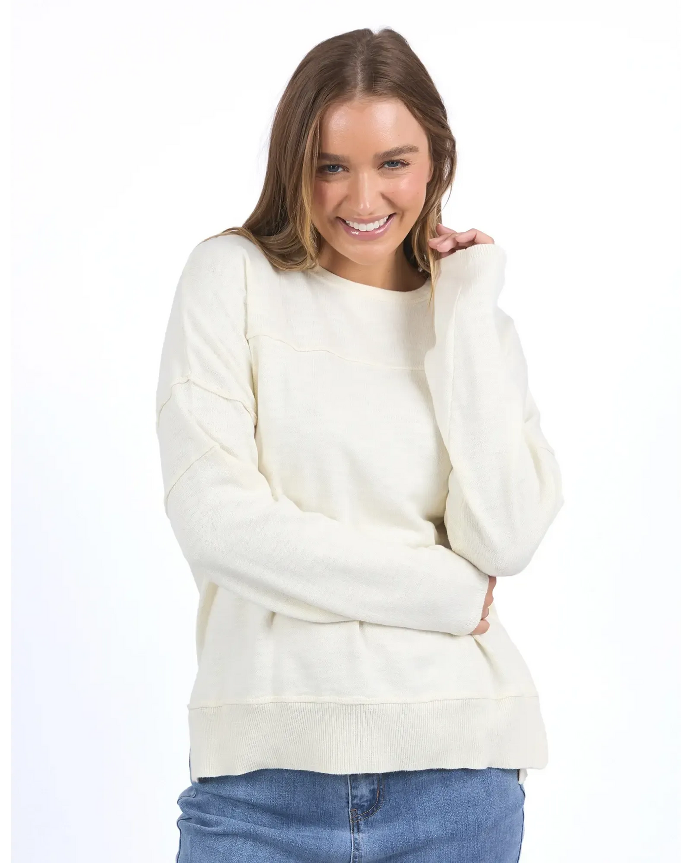 Jayne Throw On Knit - Vintage White-Foxwood-Lima & Co