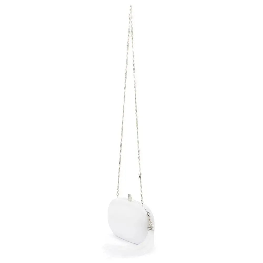 Jenna Feather Tassel Clutch - White/Silver-Olga Berg-Lima & Co