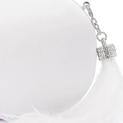Jenna Feather Tassel Clutch - White/Silver-Olga Berg-Lima & Co