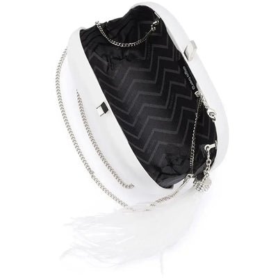 Jenna Feather Tassel Clutch - White/Silver-Olga Berg-Lima & Co