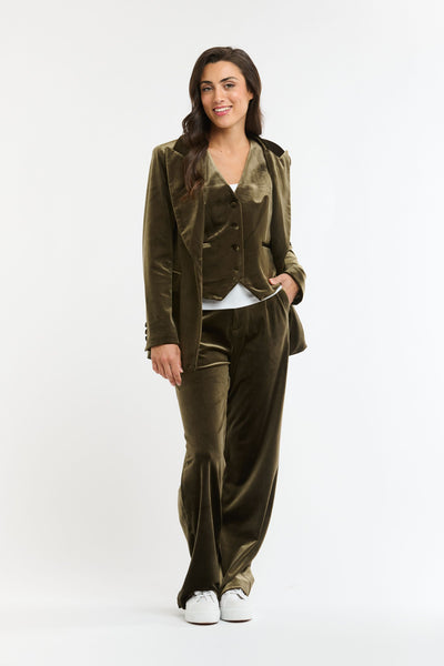 Jets Velvet Vest - Khaki-Italian Star-Lima & Co