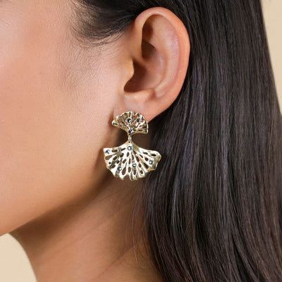 Jinka Ginkgo Leaf Post Earring-Franck Herval-Lima & Co