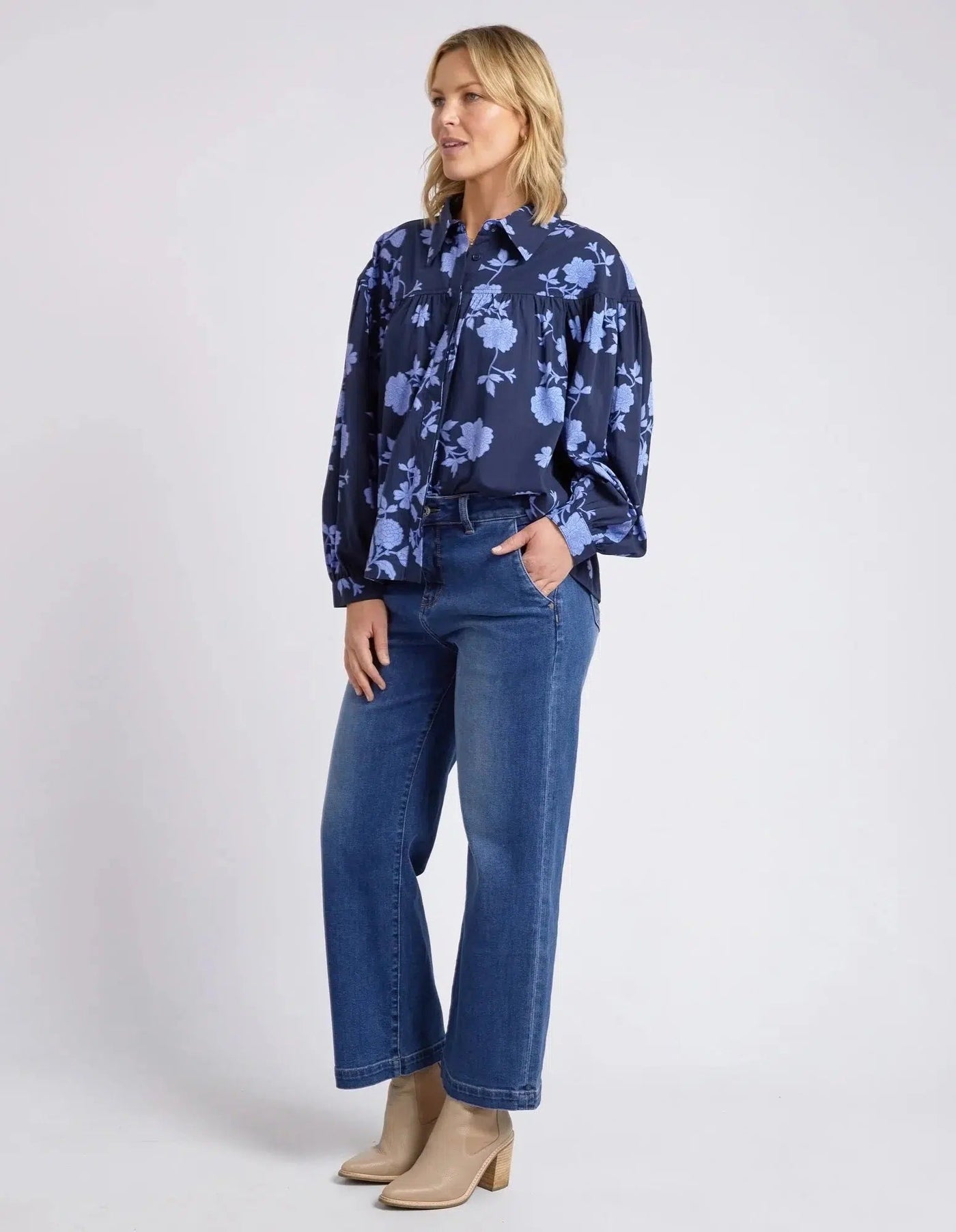 Kacey Floral Blouse - Navy-Elm Lifestyle-Lima & Co