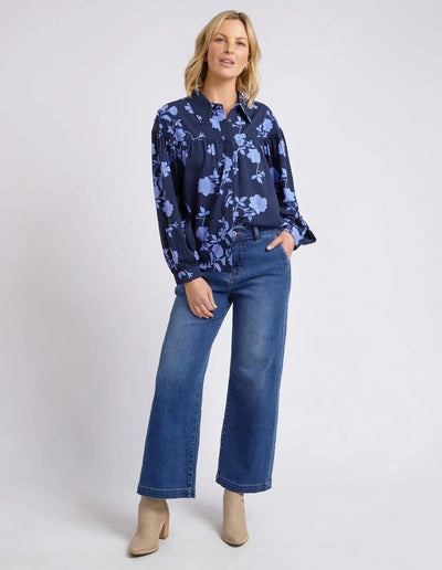 Kacey Floral Blouse - Navy-Elm Lifestyle-Lima & Co