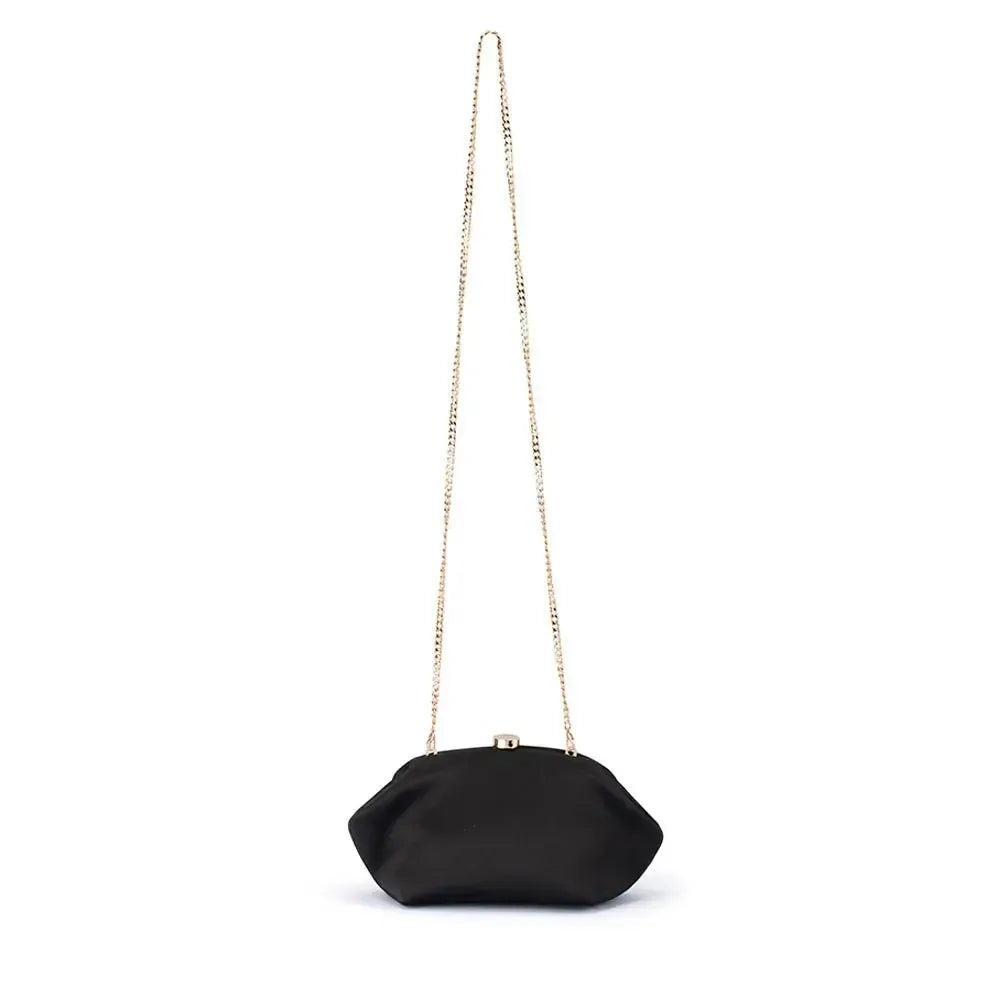 Karina Satin Clutch - Black-Olga Berg-Lima & Co