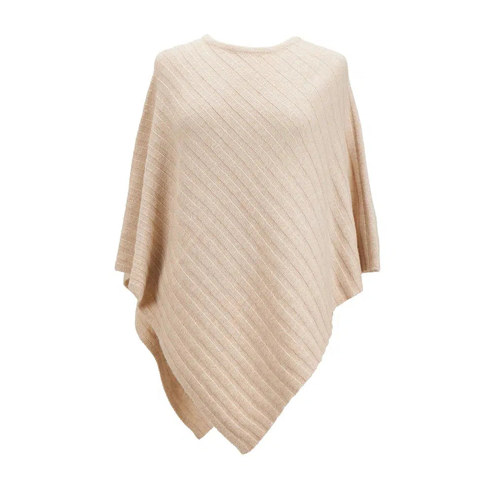 Knit Poncho - Oatmeal-Annabel Trends-Lima & Co