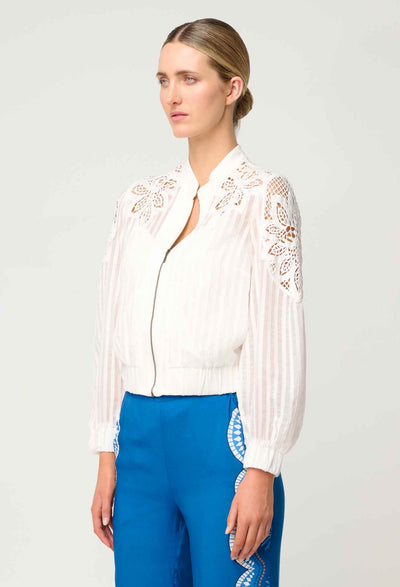 Lace Detail Bomber - Ivory-Once Was-Lima & Co